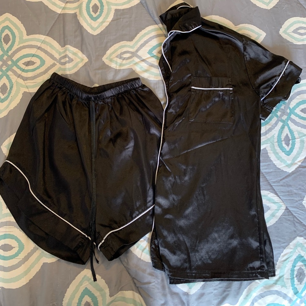 Black silky pajama set